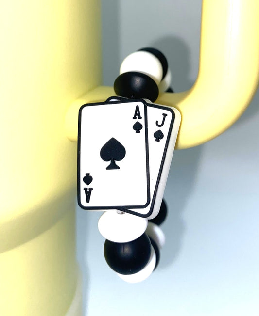 21 Black Jack Hand Card Game Stanley Tumbler Cup Handle Charm