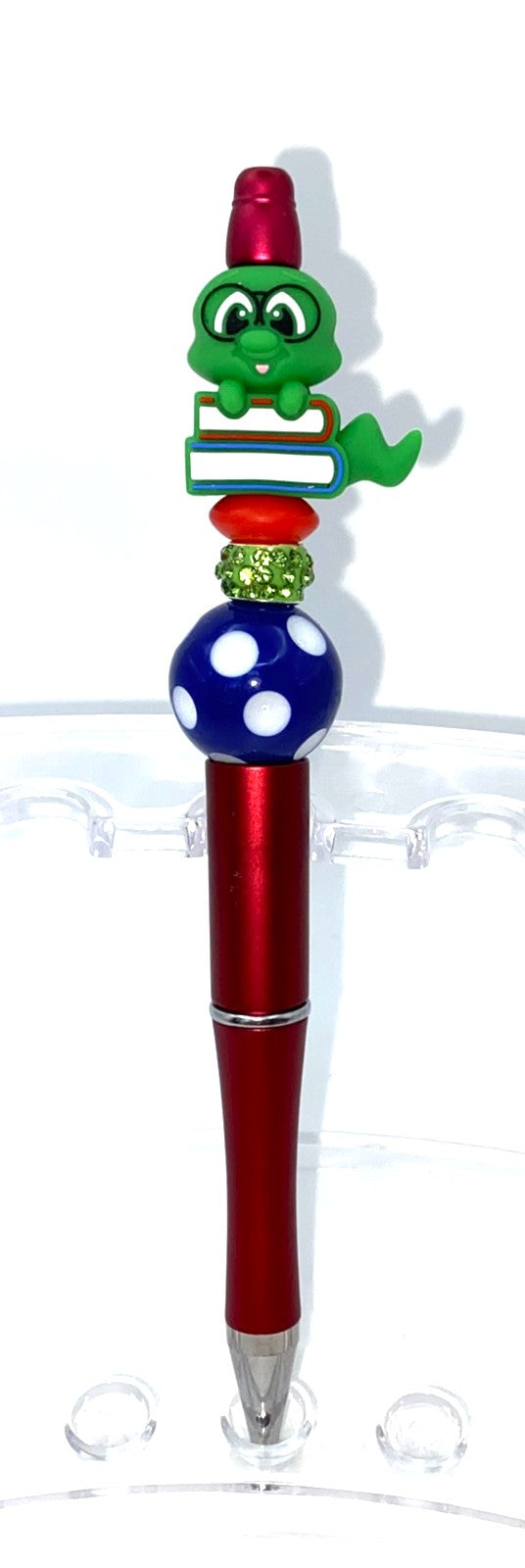 3D Bookworm w/Books Beaded Pen