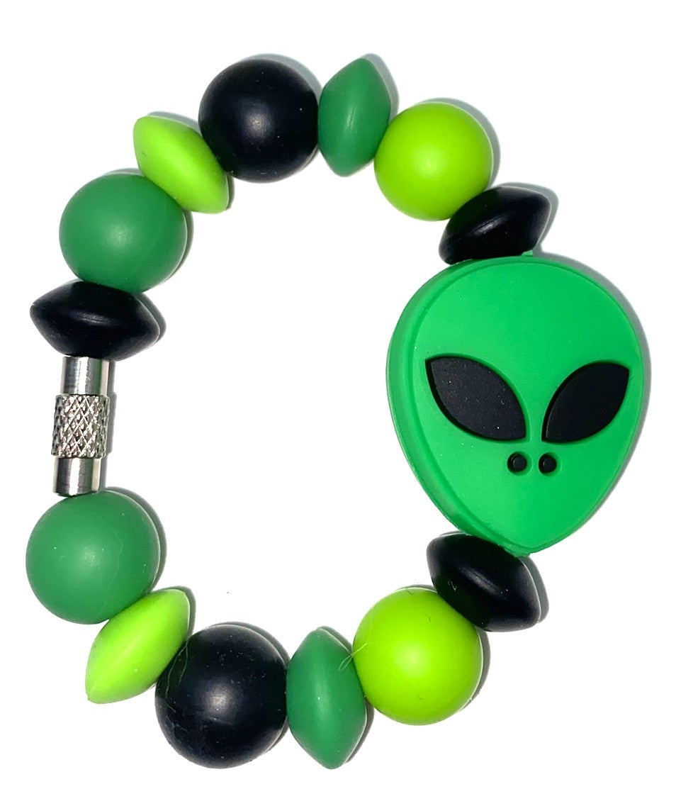 Bright Green Alien Head Stanley Tumbler Cup Handle Charm