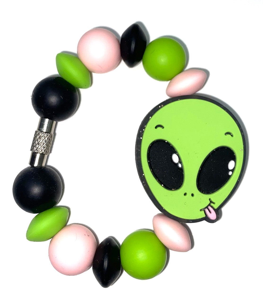 Sassy Silly Green Alien Head Glitter Stanley Tumbler Cup Handle Charm