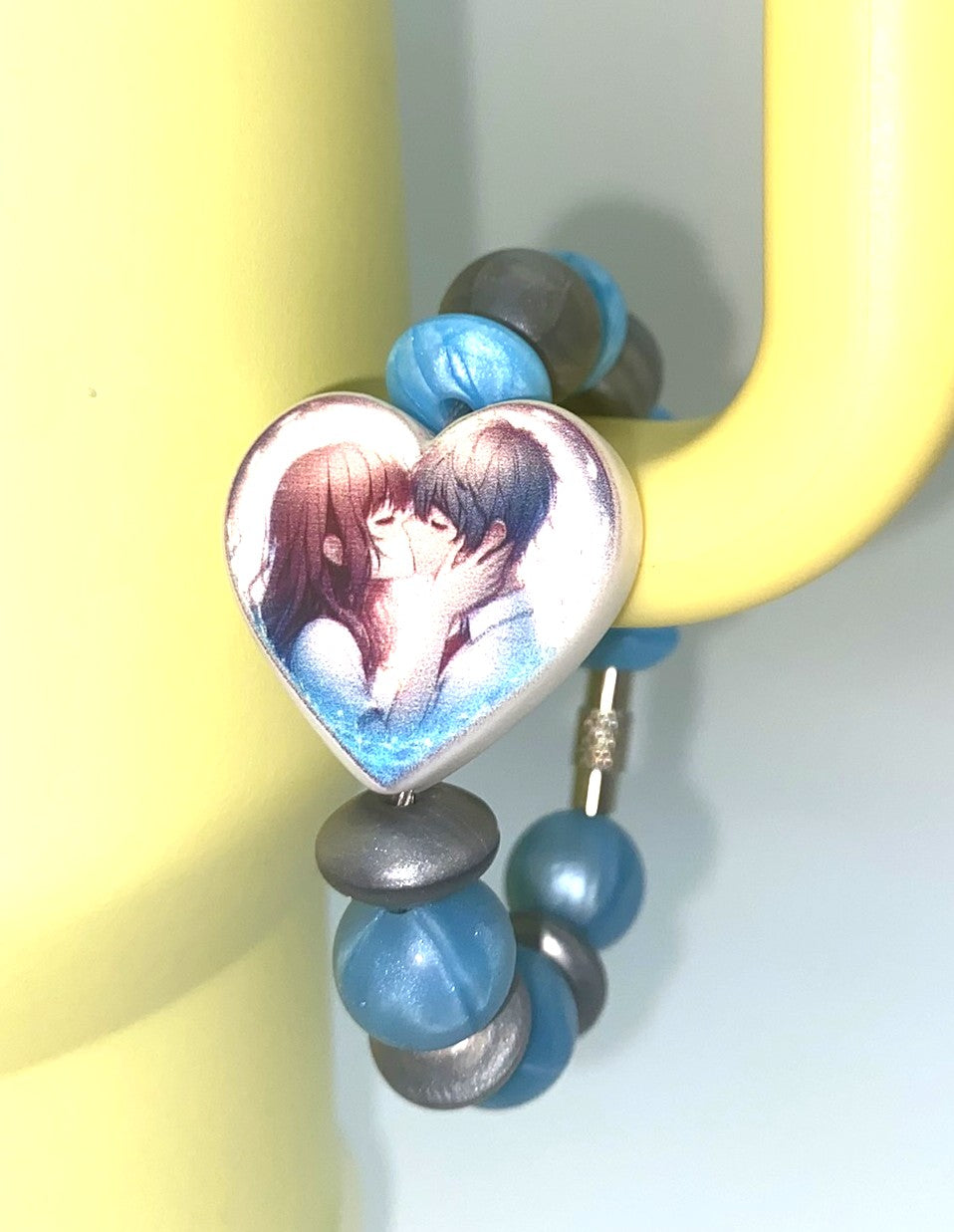 Anime Couple Heart Japanese Manga Stanley Tumbler Cup Handle Charm