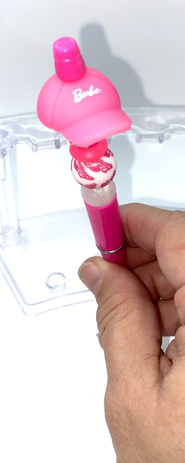Pink Baseball Hat Malibu Girl Doll Beaded Pen