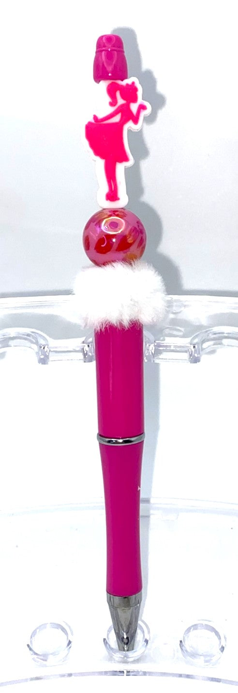 Malibu Girl Doll Blowing Kisses Beaded Pen