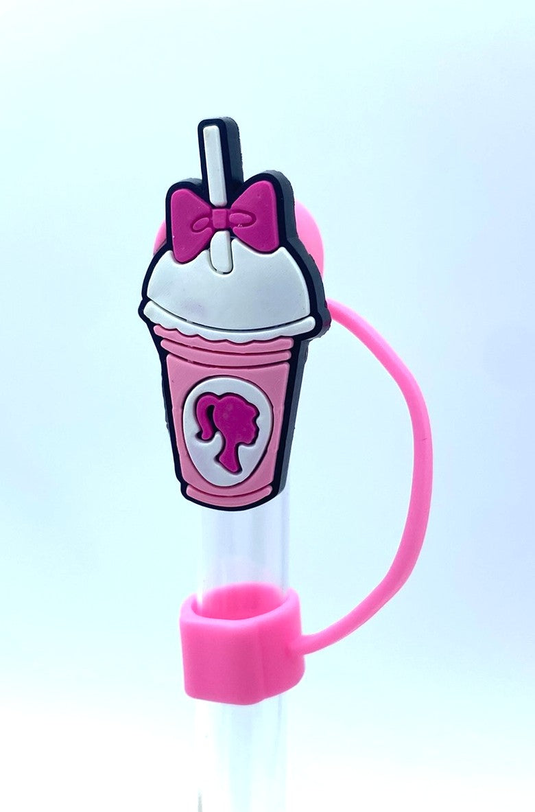 Pink Coffee Drink Malibu Girl Plastic Doll Stanley Tumbler Cup Straw Topper