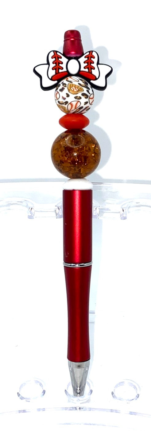 Baseball Bow Beaded Pen