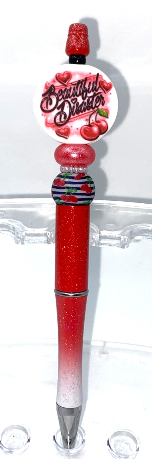 Beautiful Disaster Cherries Beaded Pen