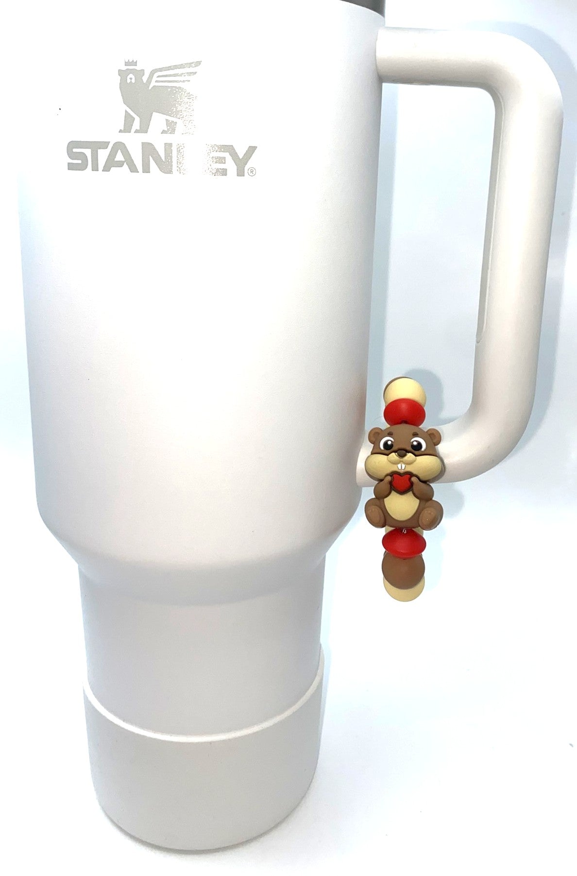 Beaver 3D Holding Heart Stanley Tumbler Cup Handle Charm