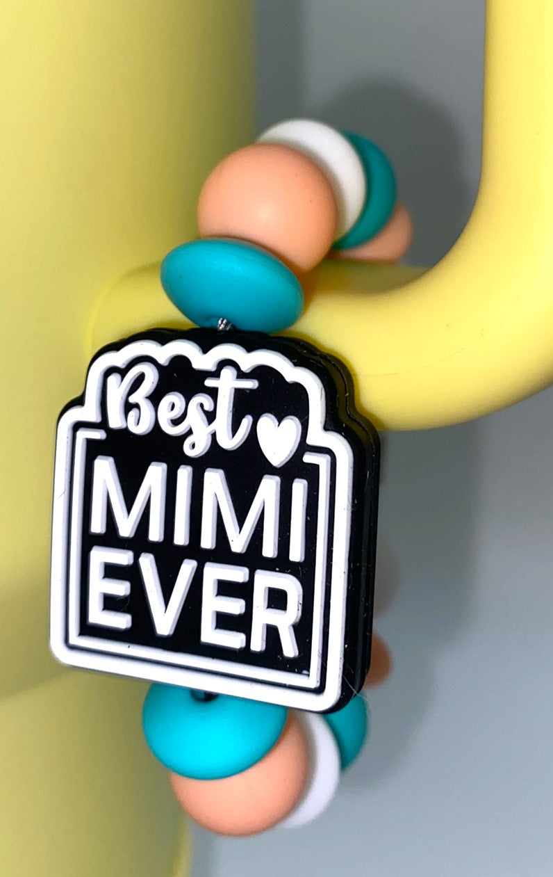 Best Mimi Ever White & Black Stanley Tumbler Cup Handle Charm