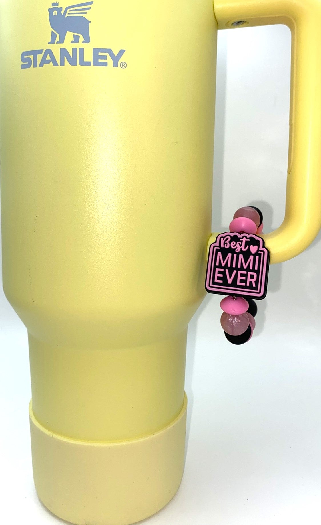 Best Mimi Ever Pink & Black Stanley Tumbler Cup Handle Charm