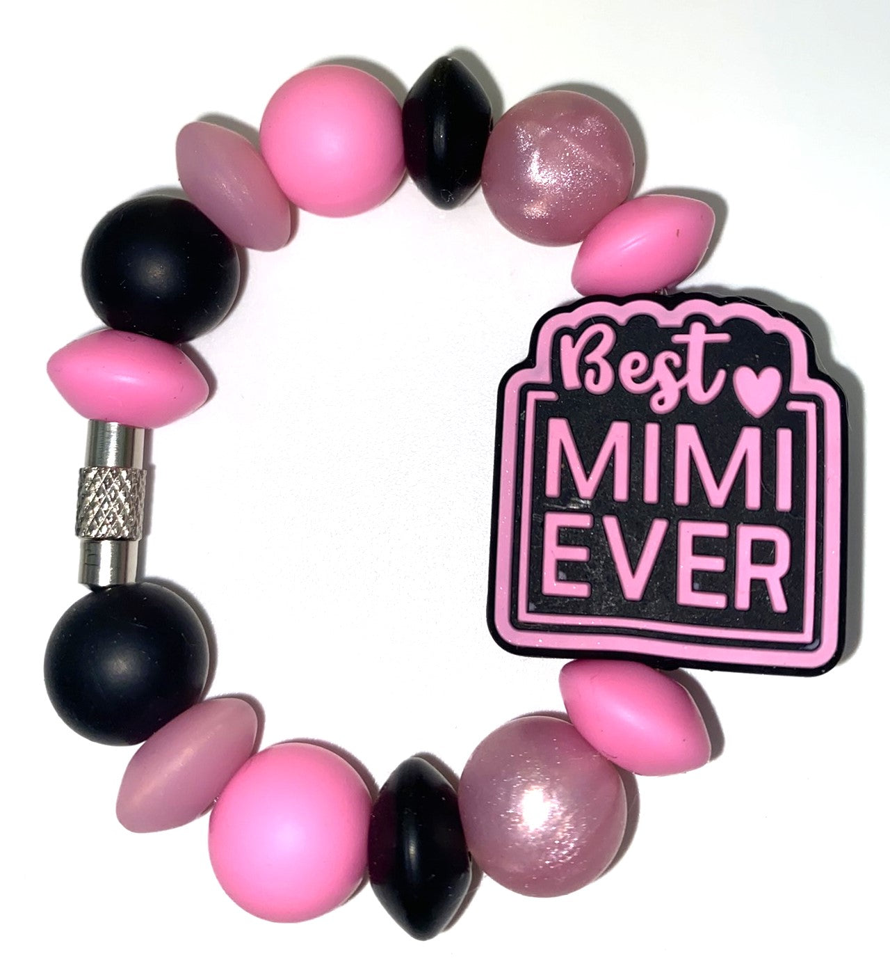 Best Mimi Ever Pink & Black Stanley Tumbler Cup Handle Charm