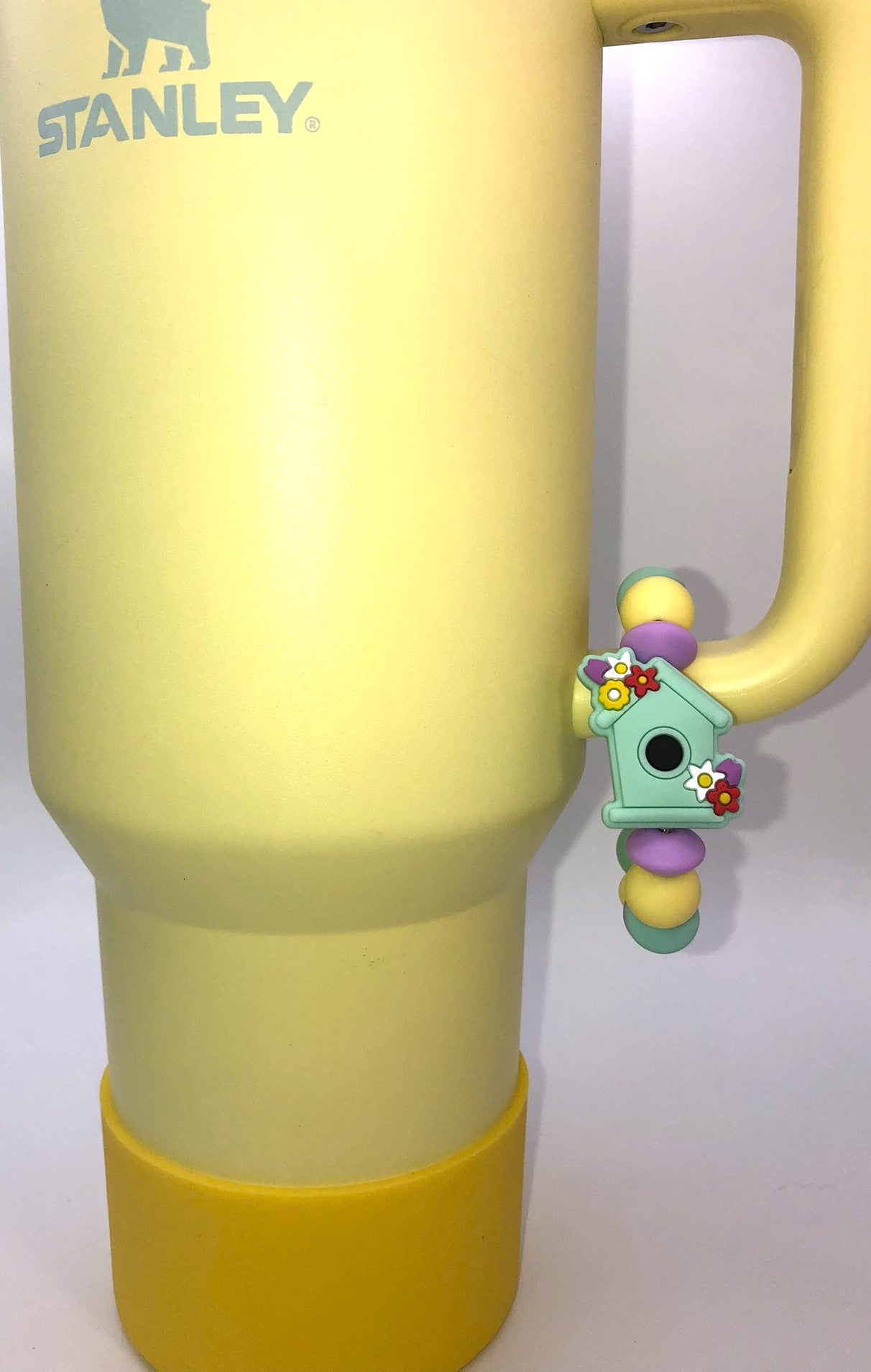 Mint Birdhouse w/Flowers Stanley Tumbler Cup Handle Charm