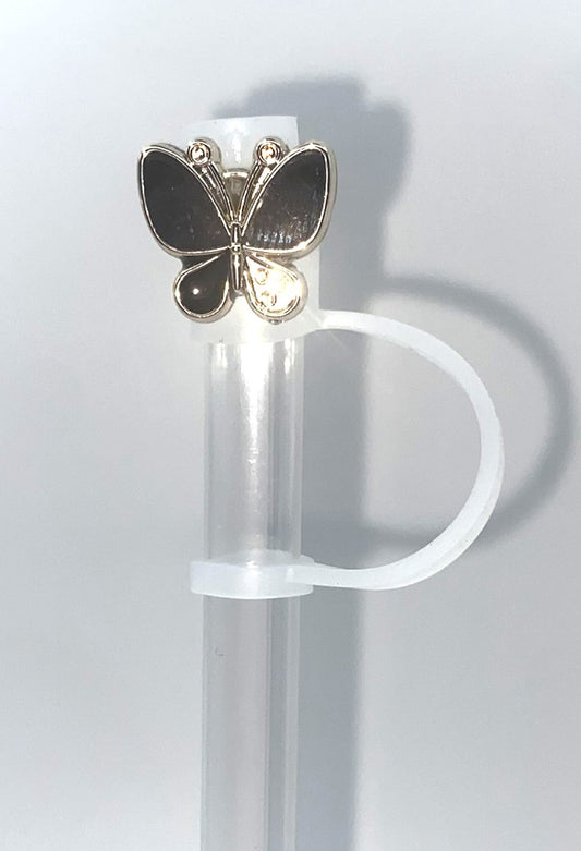 Black Butterfly Acrylic Charm Straw Topper