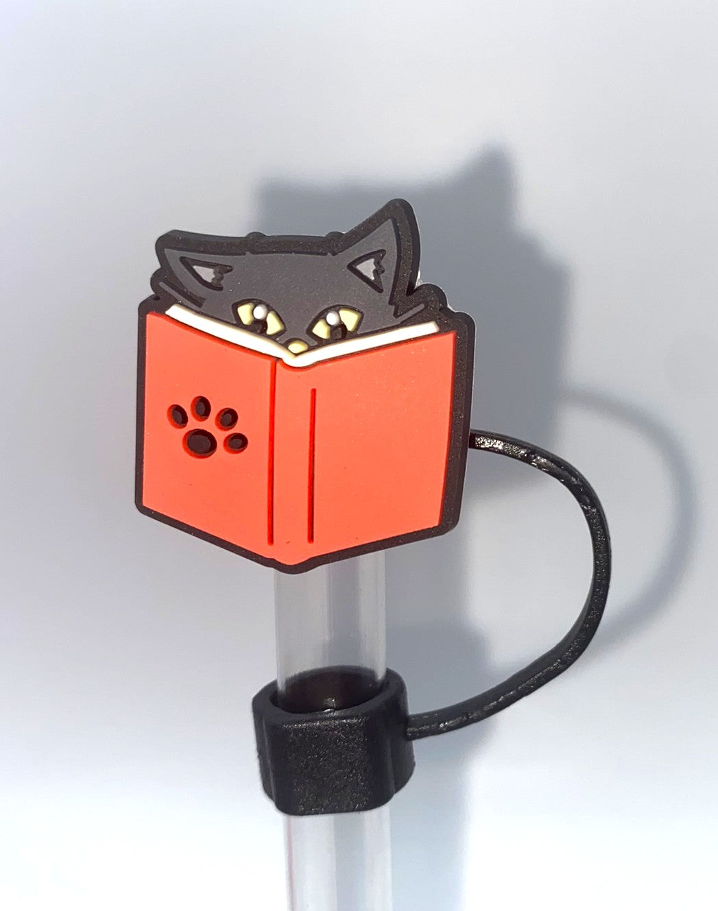 Black Cat Reading Bookish Straw Topper