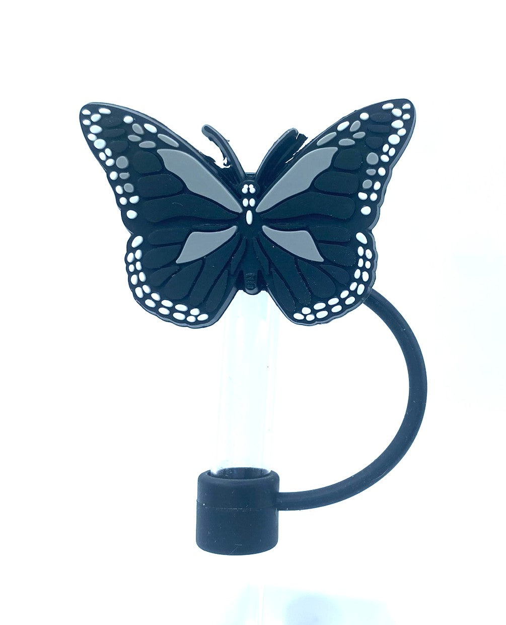 Black & Gray Monarch Butterfly Straw Topper