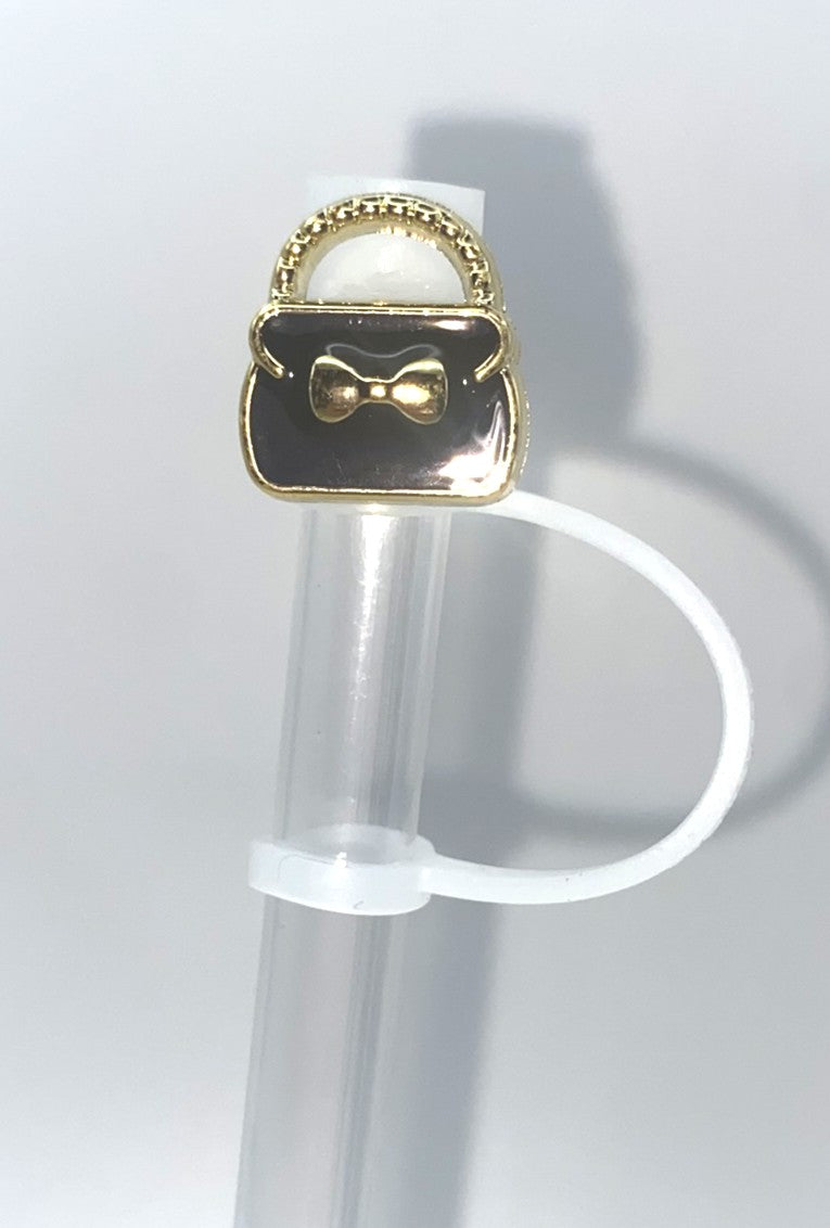 Black Purse Acrylic Charm Straw Topper