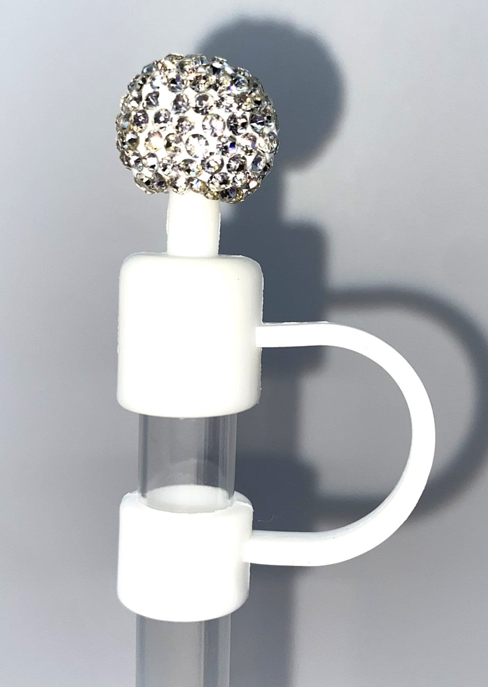 Bling Disco Ball White Straw Topper