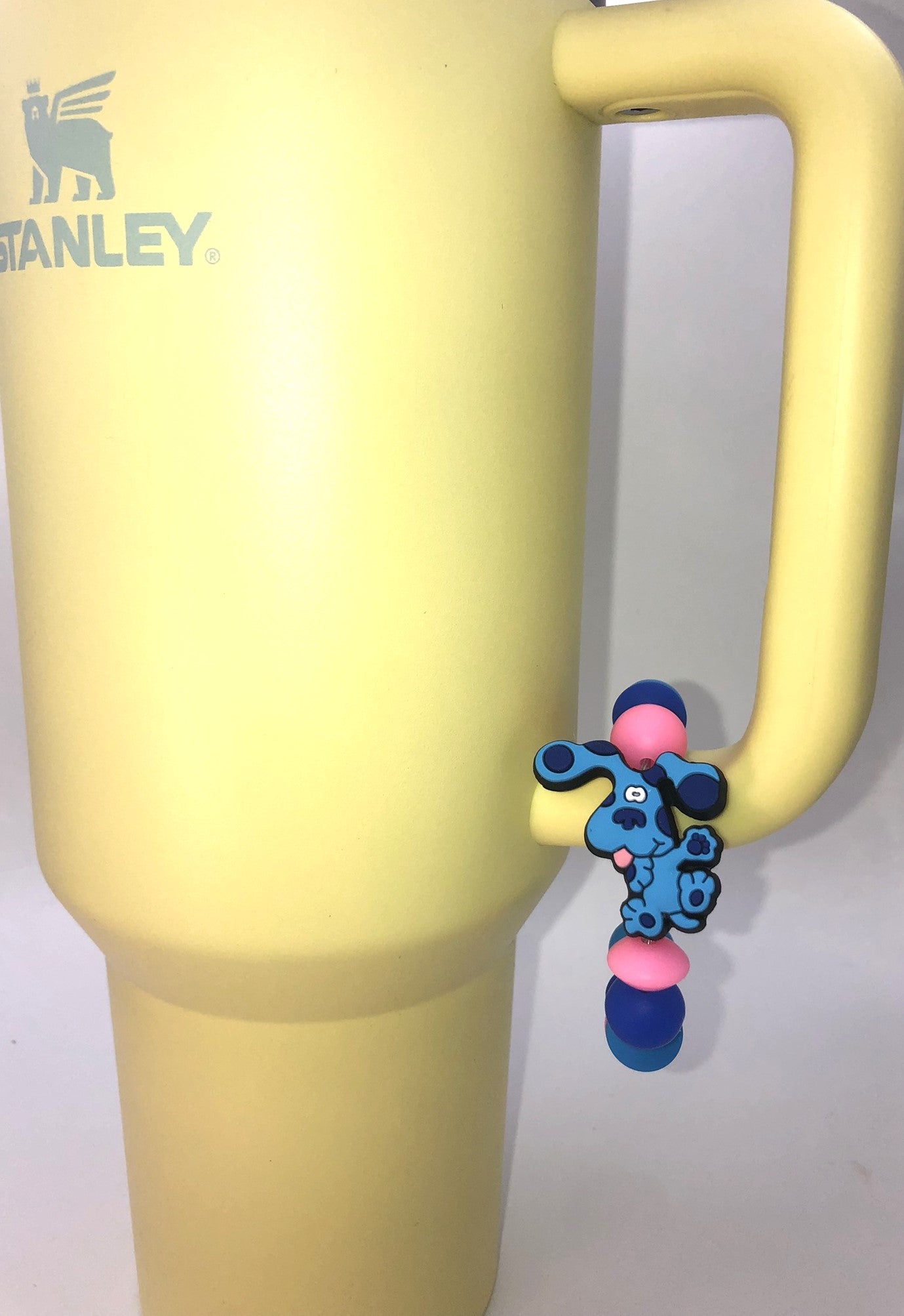 Blue Cartoon Dog Sleuth Detective Clues Stanley Tumbler Cup Handle Charm