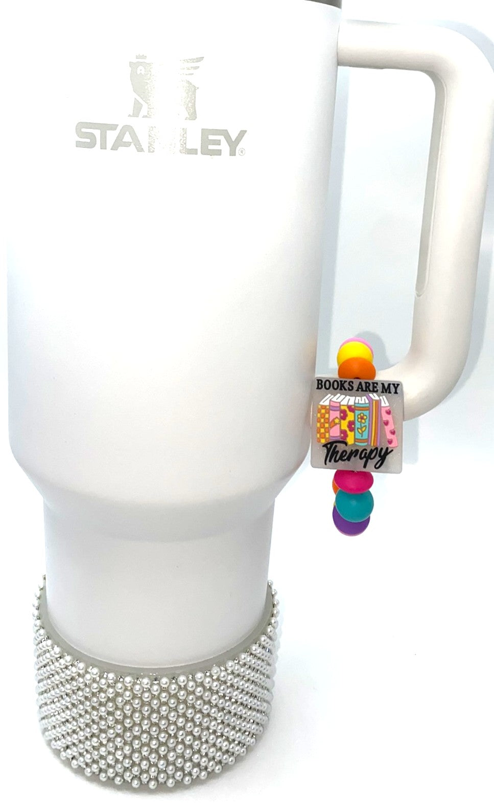 Books Are My Therapy Clear Glitter Stanley Tumbler Cup Handle Charm