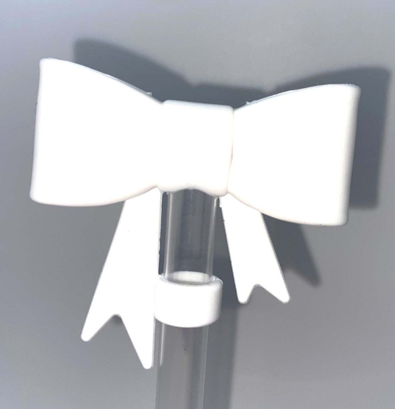 Bow White Straw Topper