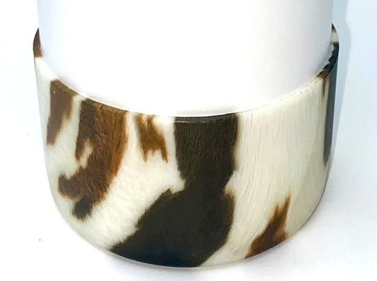 Brown, Black & White Cow Hide Stanley Tumbler Boot Sleeve #63