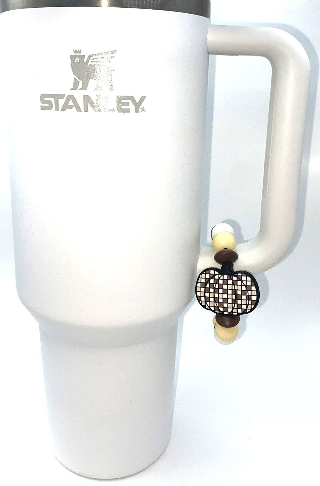 Brown Checkered Pumpkin Stanley Tumbler Cup Handle Charm