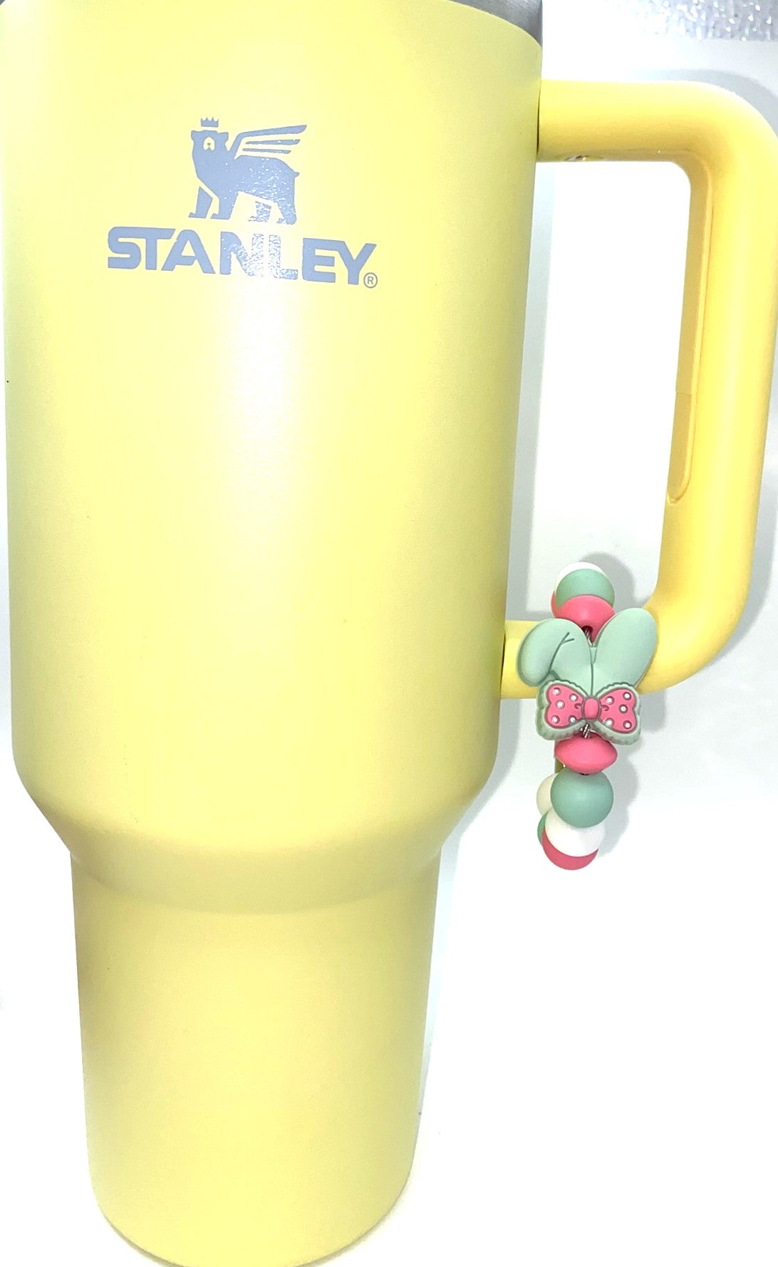 Easter Bunny Ears With Polka Dot Bow Stanley Tumbler Cup Handle Charm