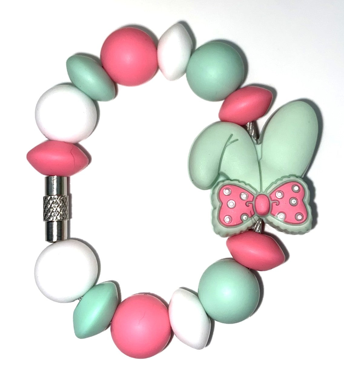 Easter Bunny Ears With Polka Dot Bow Stanley Tumbler Cup Handle Charm