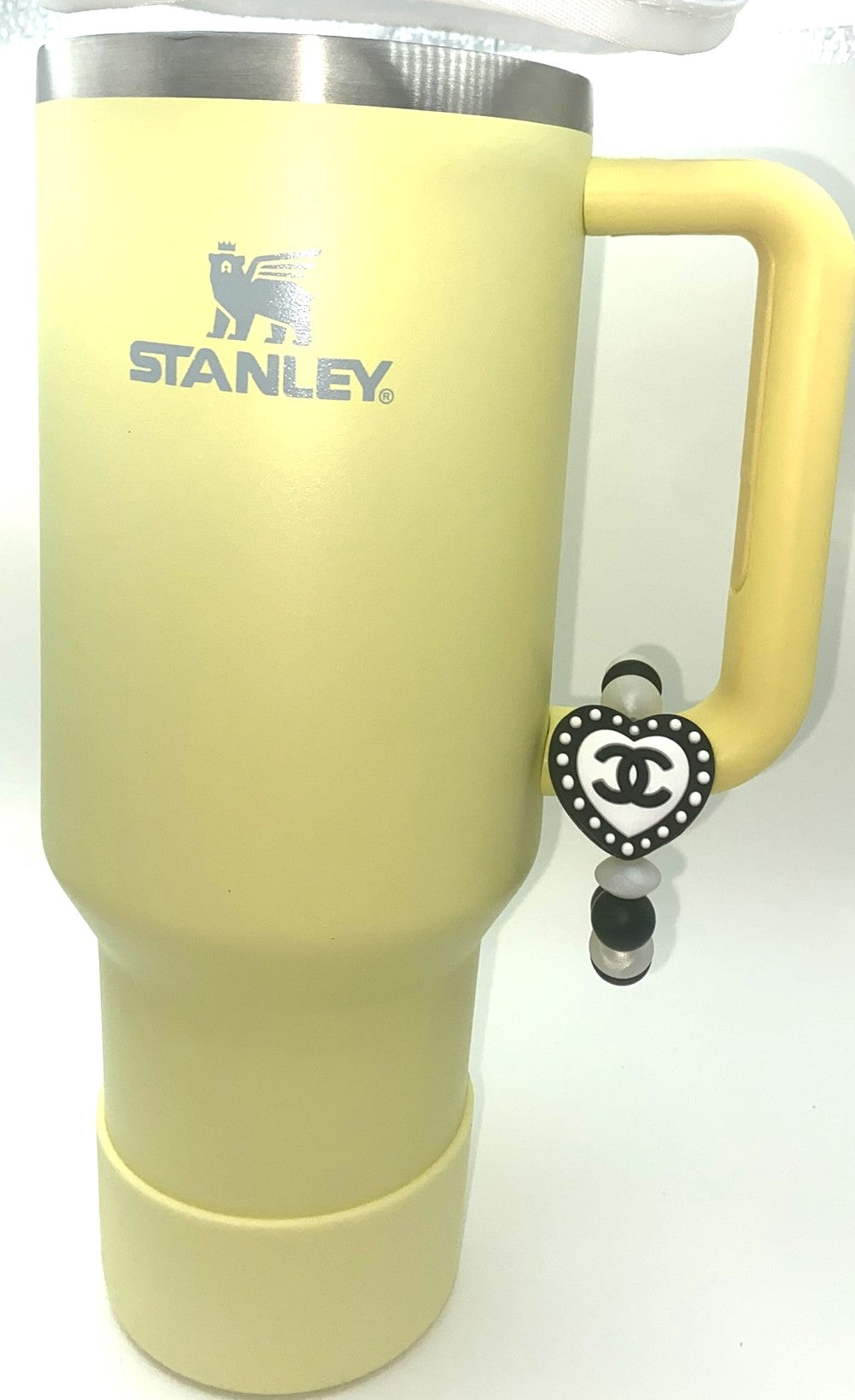 Designer Black & White CC Heart Stanley Tumbler Cup Handle Charm