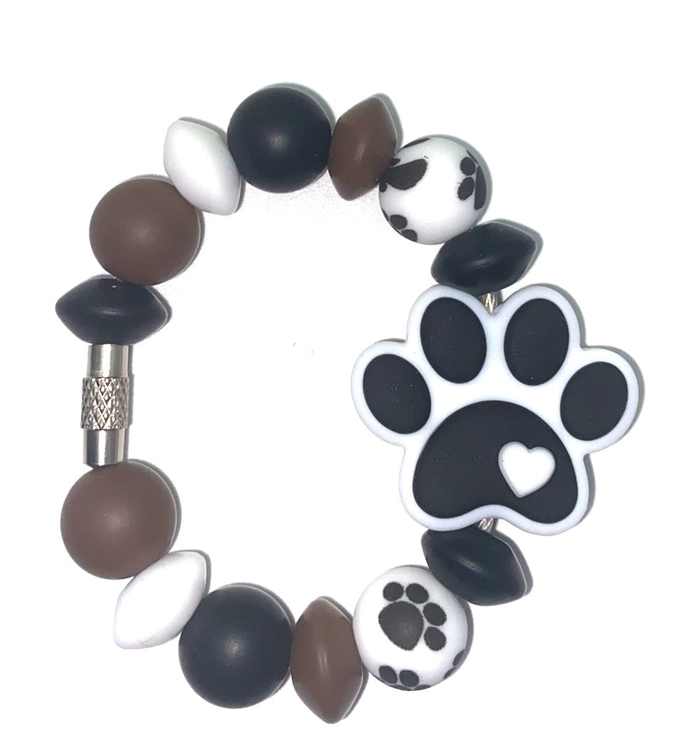 Black & White Dog Paw Stanley Tumbler Cup Handle Charm