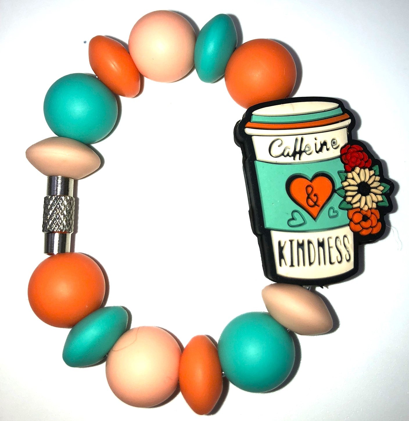 Caffeine & Kindness Floral Coffee Cup Stanley Tumbler Cup Handle Charm