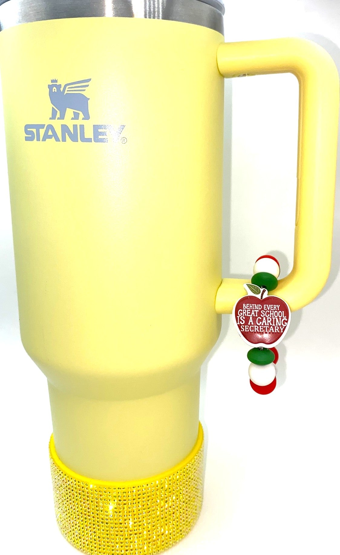 Behind Every Great School Is A Caring Secretary Apple Stanley Tumbler Cup Handle Charm