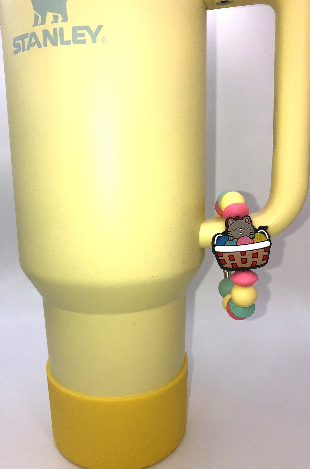 Cat In Basket w/Yarn Stanley Tumbler Cup Handle Charm