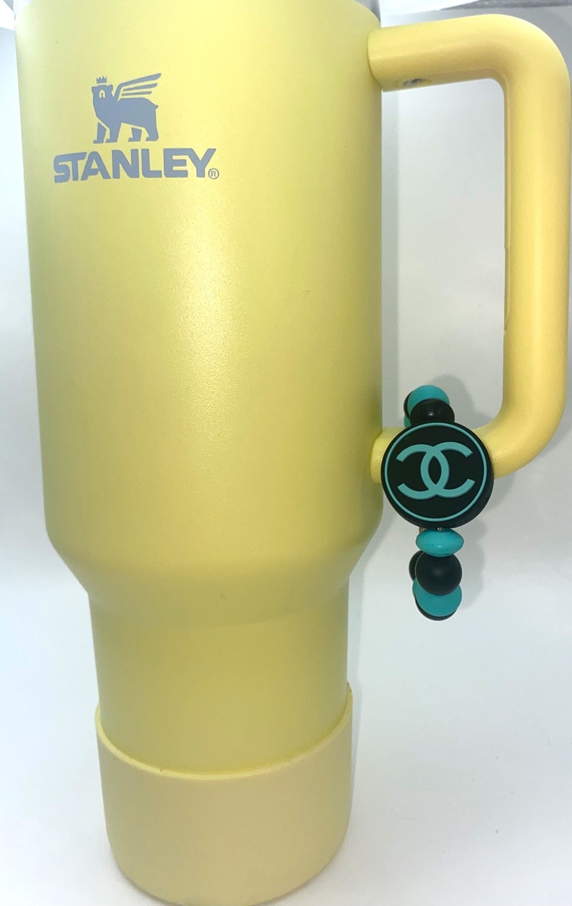 Designer Blue & Black CC Round Stanley Tumbler Cup Handle Charm