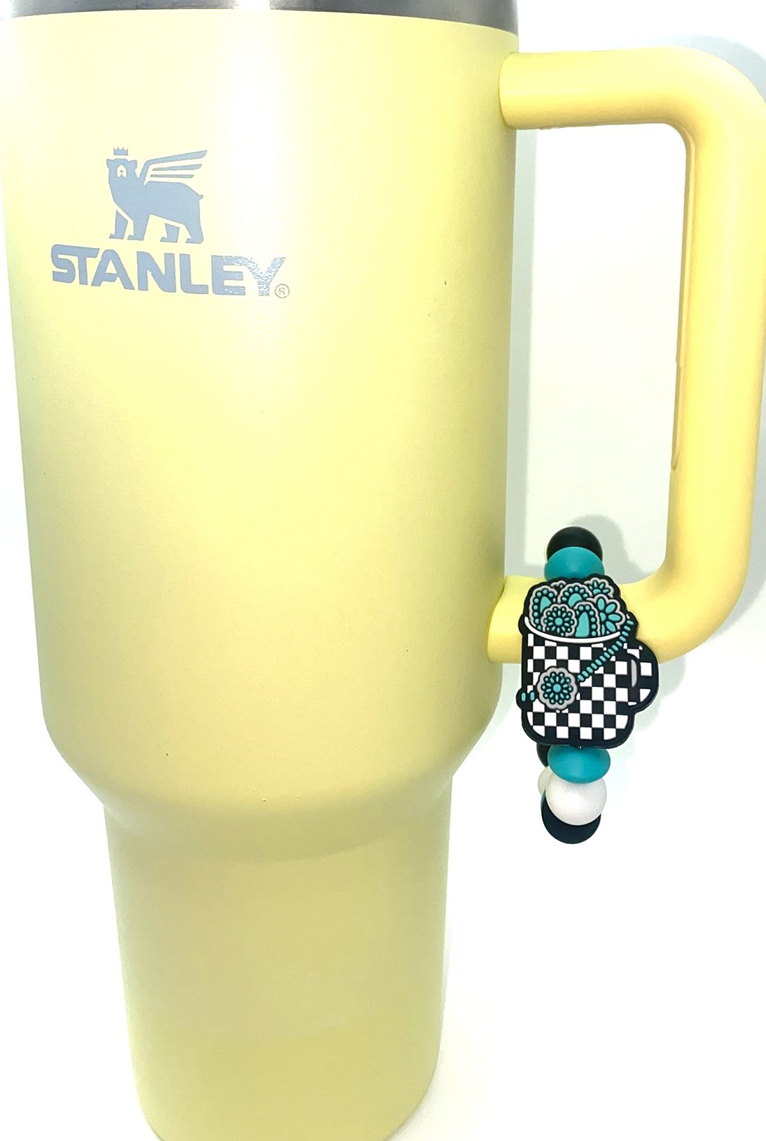 Checkered Cup w/Turquoise Jewelry Stanley Tumbler Cup Handle Charm