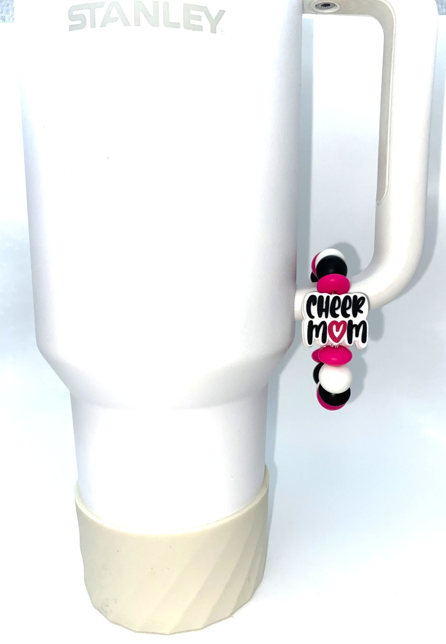 Cheer Mom Pink Heart Stanley Tumbler Cup Handle Charm