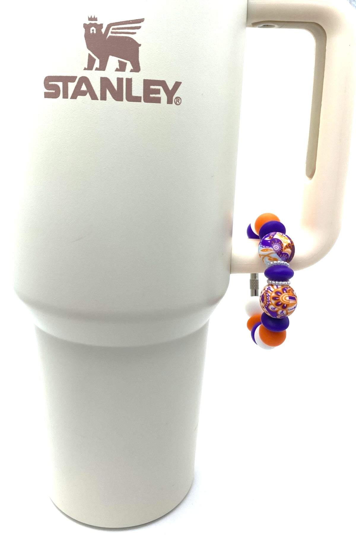Paisley Mix Orange & Purple Stanley Tumbler Cup Handle Charm