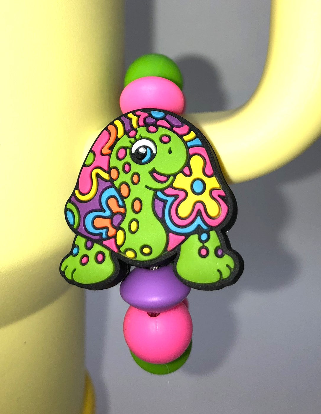Colorful LF Tie Dye Hippie Turtle Stanley Tumbler Cup Handle Charm