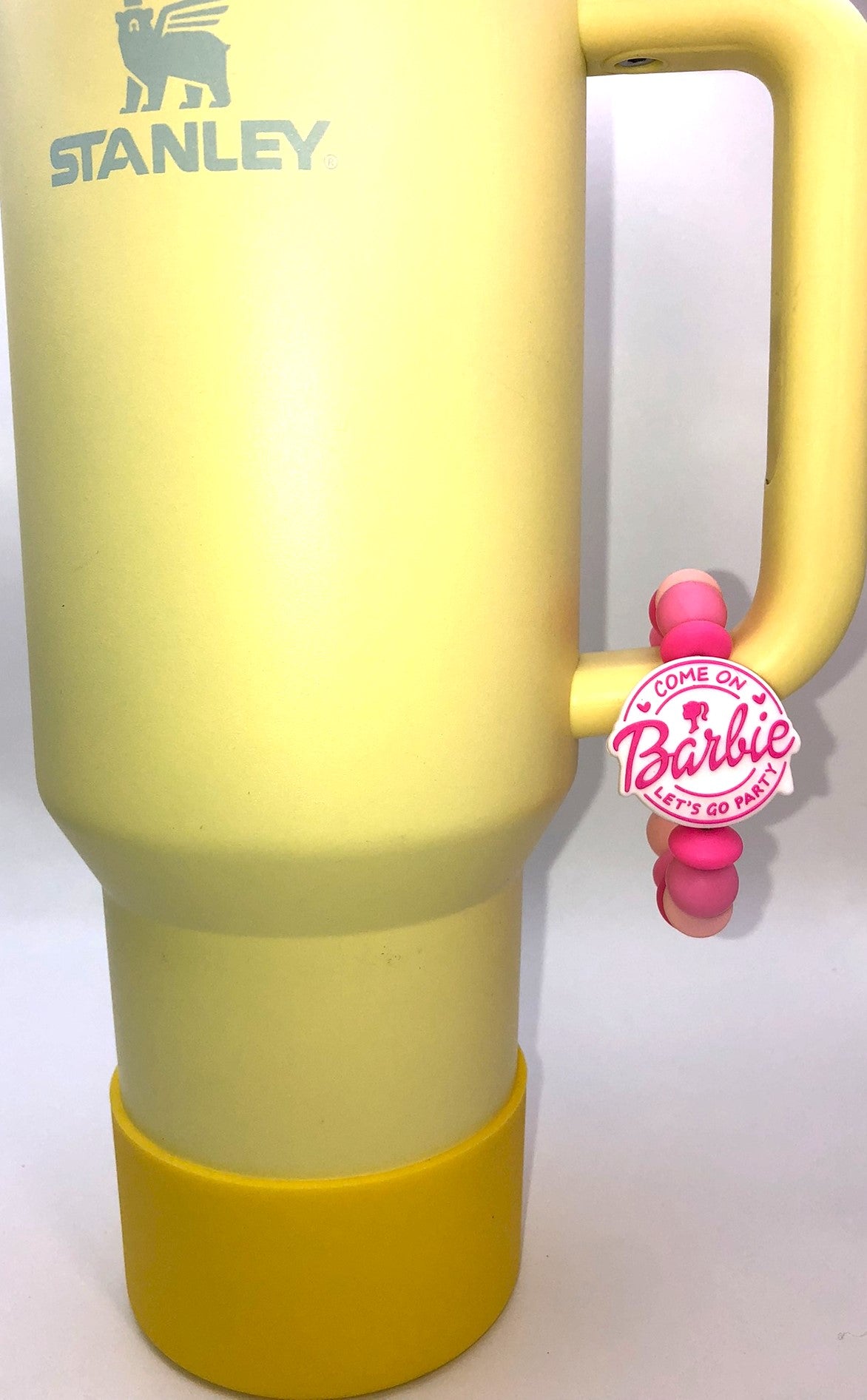 Come On Let's Go Party Shaped Pink Malibu Girl Plastic Doll Stanley Tumbler Cup Handle Charm