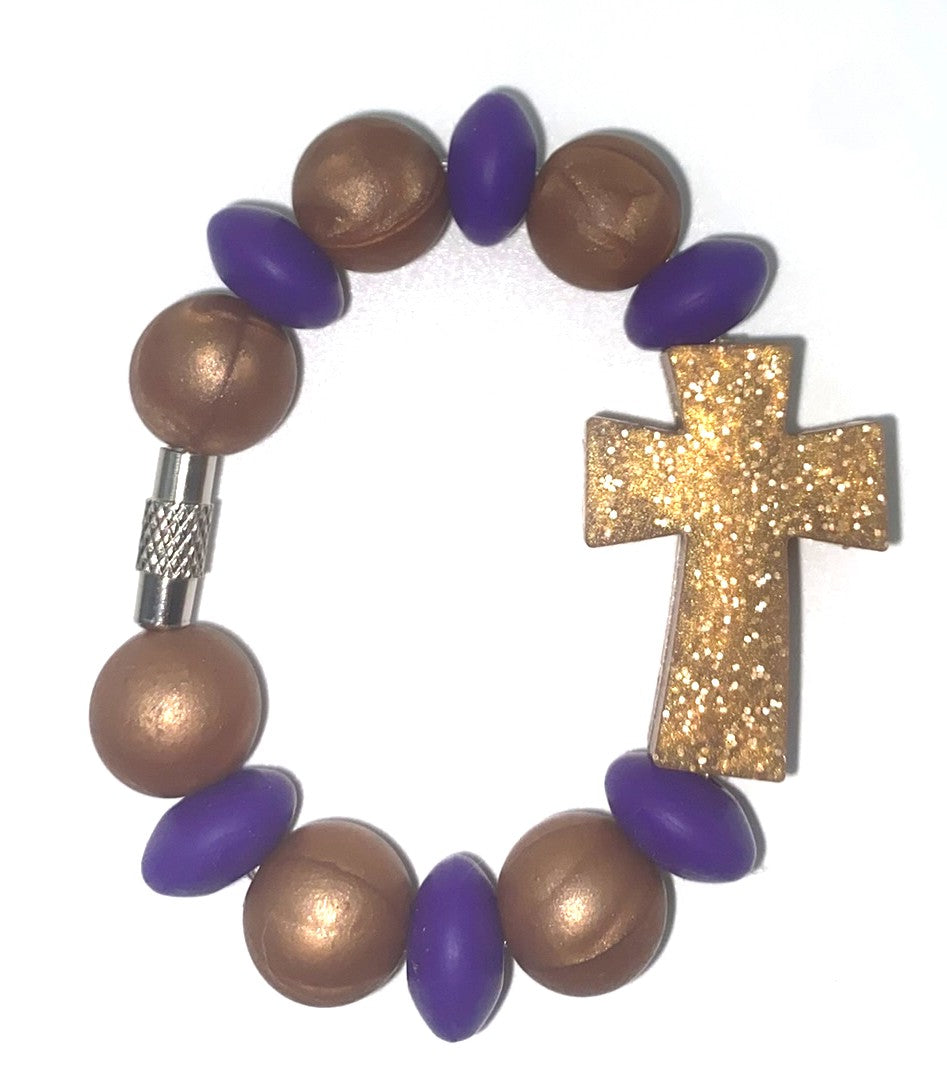 Copper Glitter Cross Stanley Tumbler Cup Handle Charm