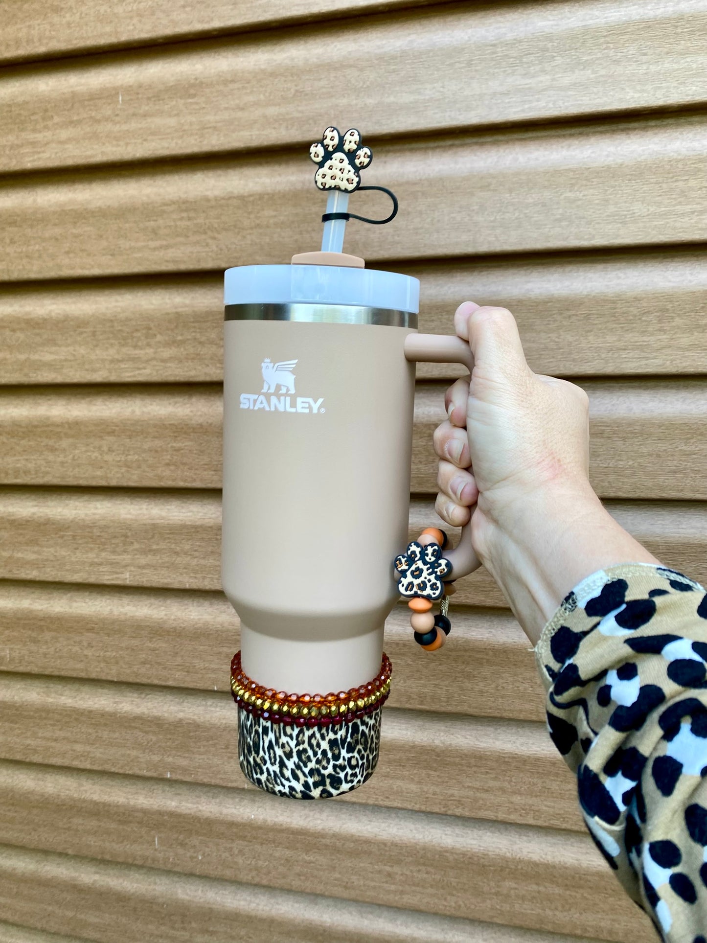 Leopard Print Paw Print Straw Topper