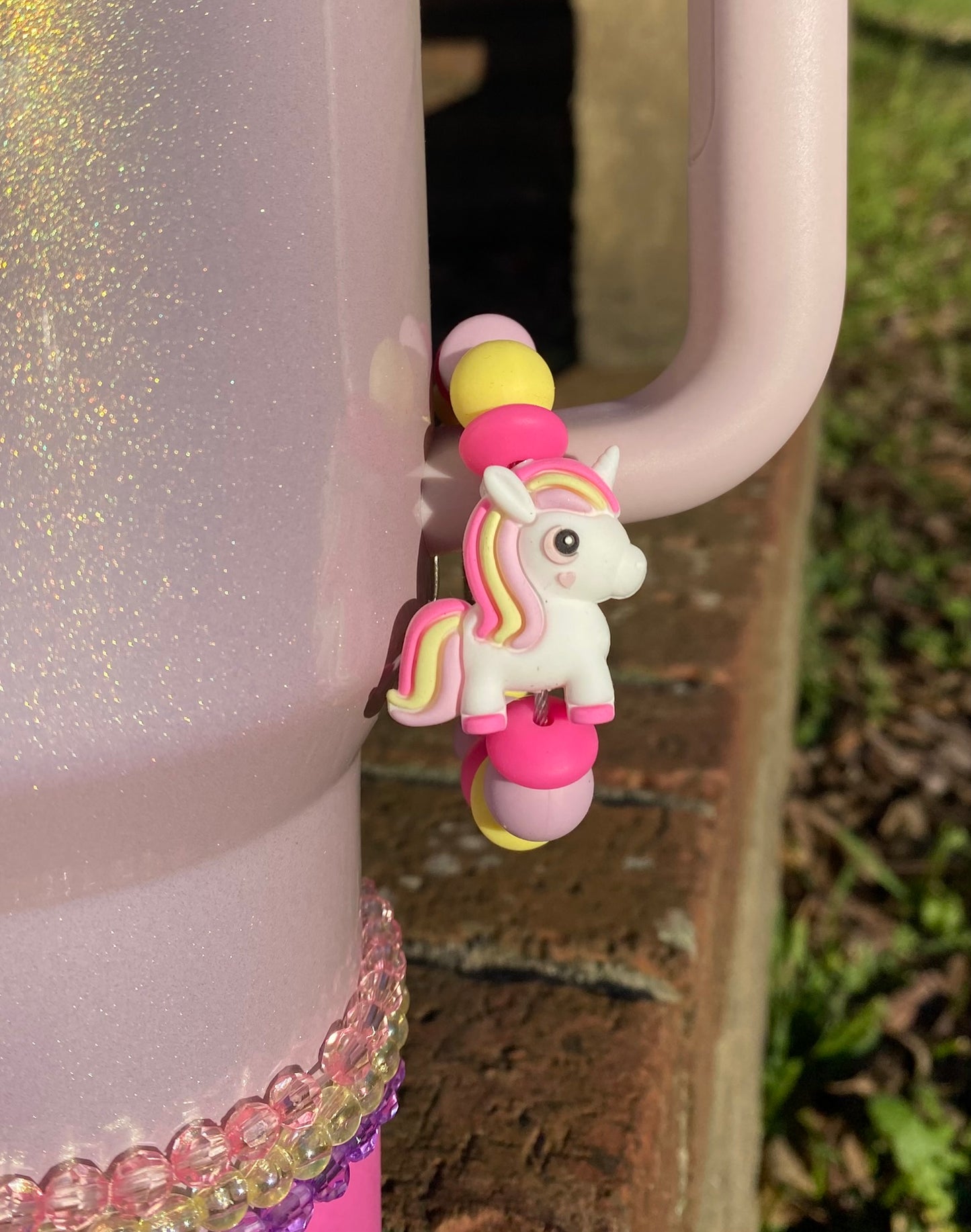 Unicorn 3D Pink Mane Stanley Tumbler Cup Handle Charm