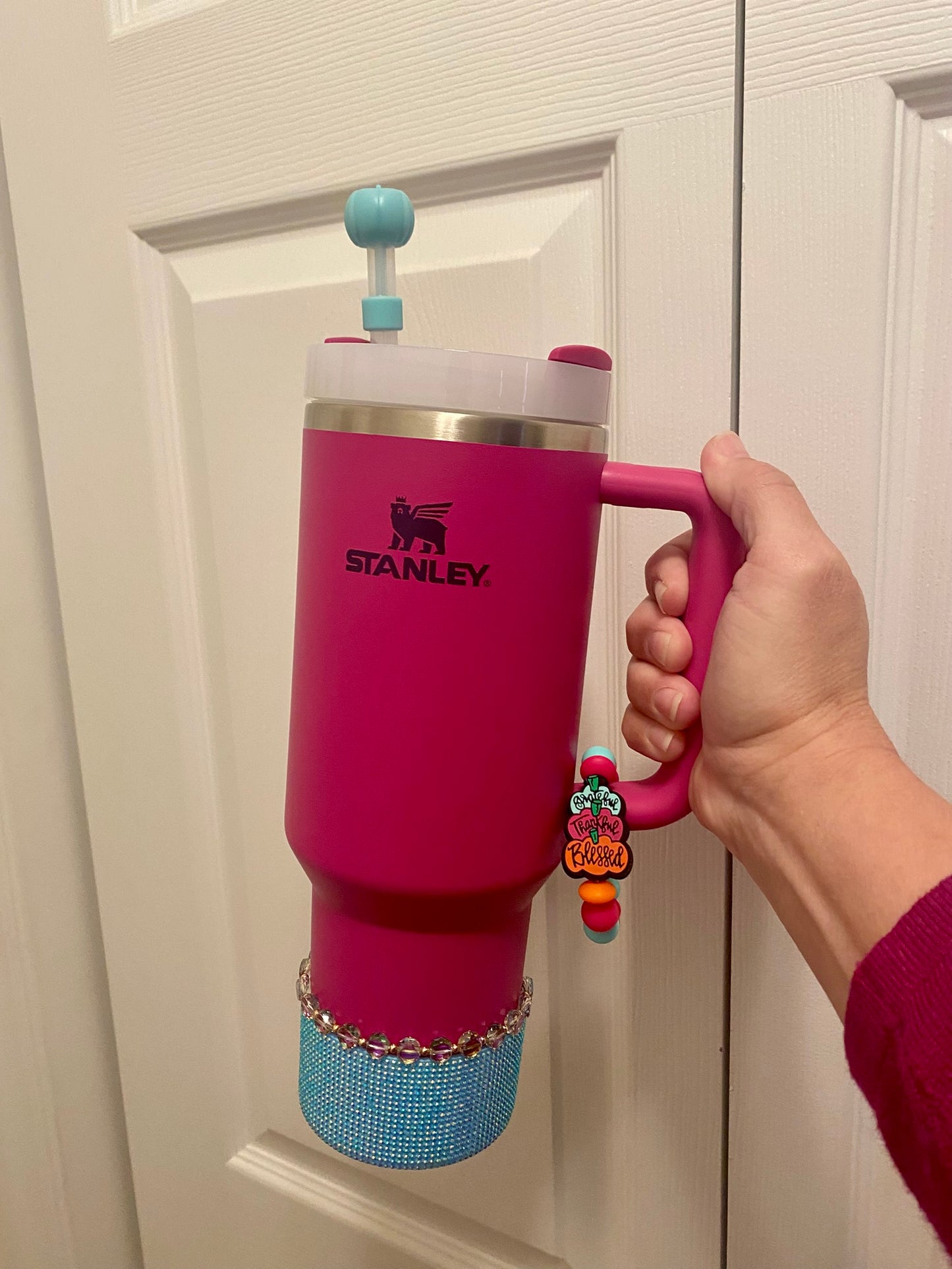 Light Teal Pumpkin 3D Fall Straw Topper