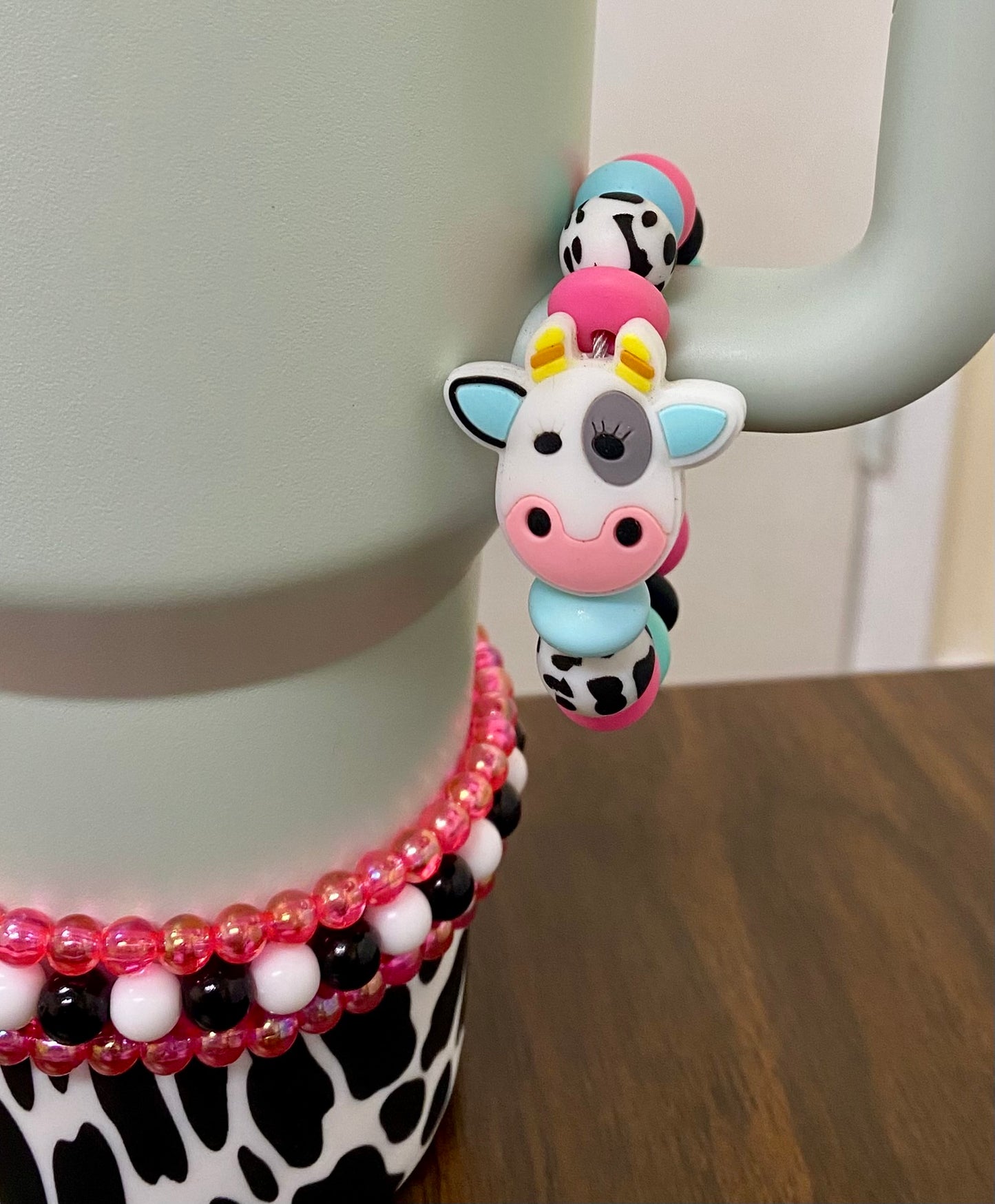 Cute Cow Face w/Spotted Eye Stanley Tumbler Cup Handle Charm