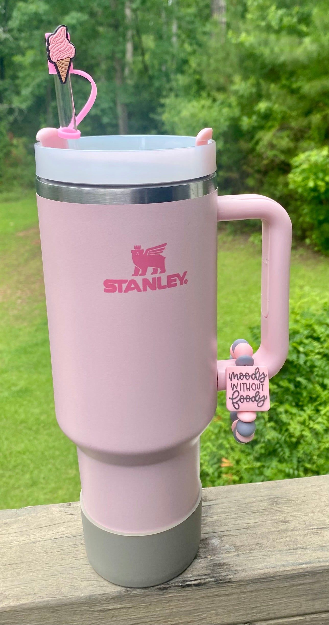 Pink Ice Cream Cone Summer Straw Topper