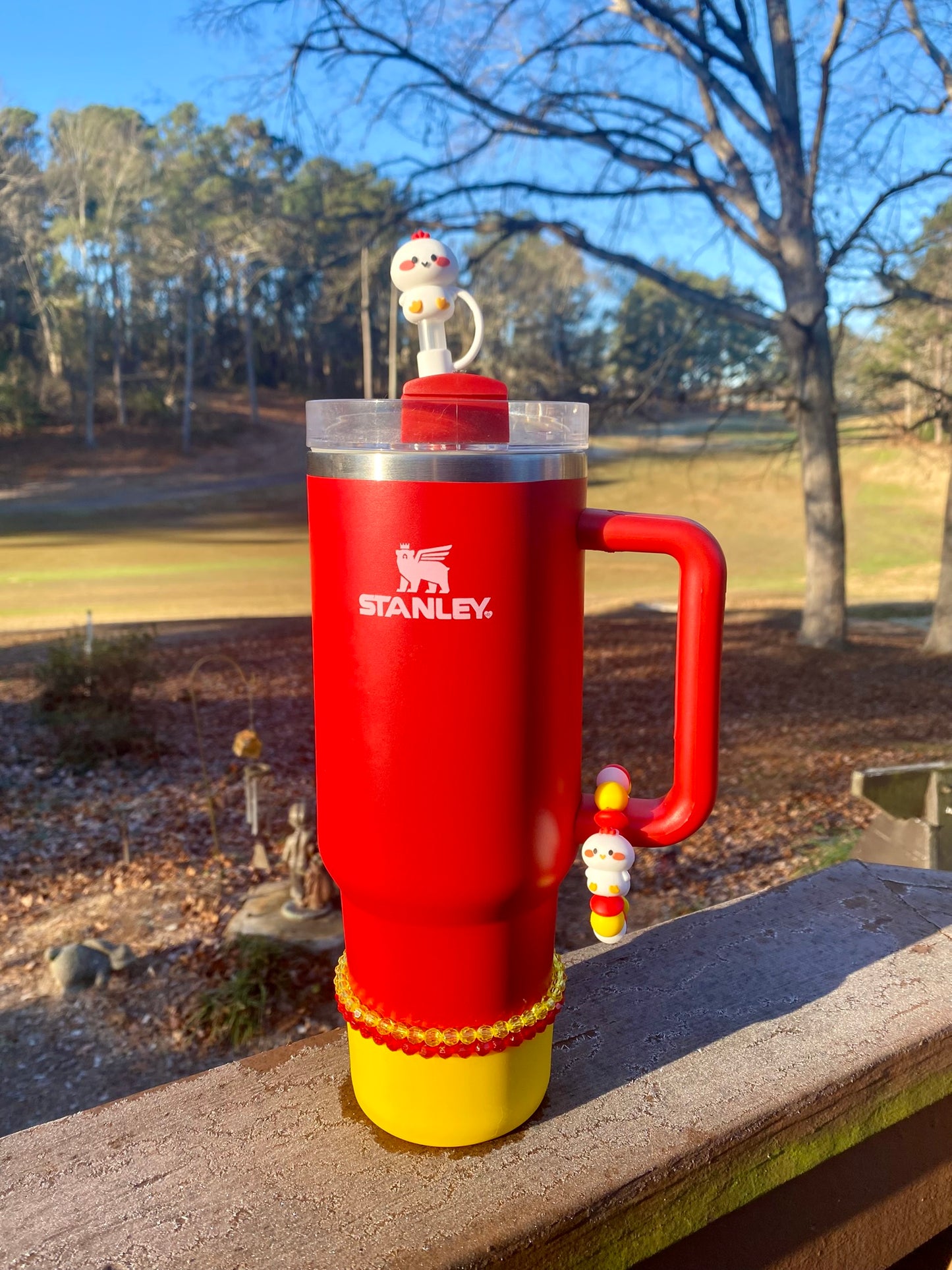 White Chicken 3D Straw Topper