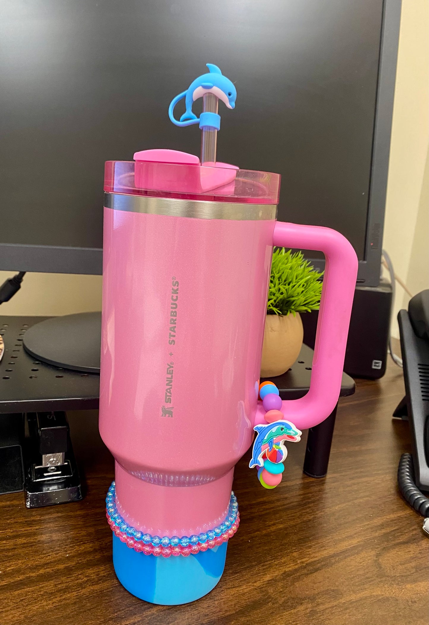 Blue Dolphin 3D Straw Topper