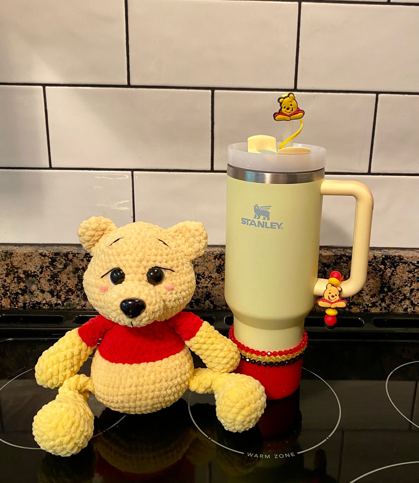 Thoughtful Yellow Honey Bear Upper Body Straw Topper