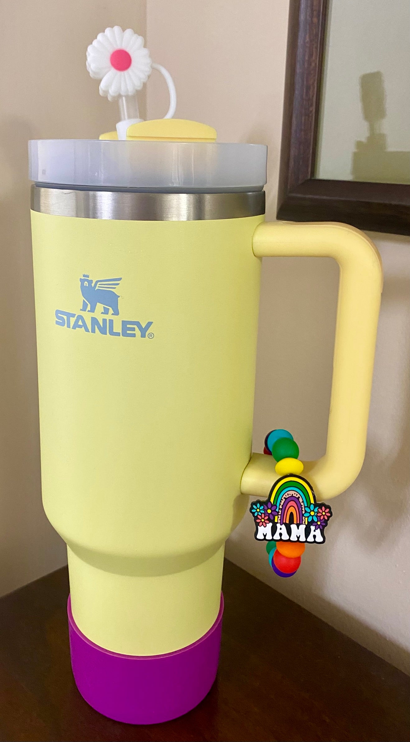 Mama Bright Rainbow Floral Stanley Tumbler Cup Handle Charm