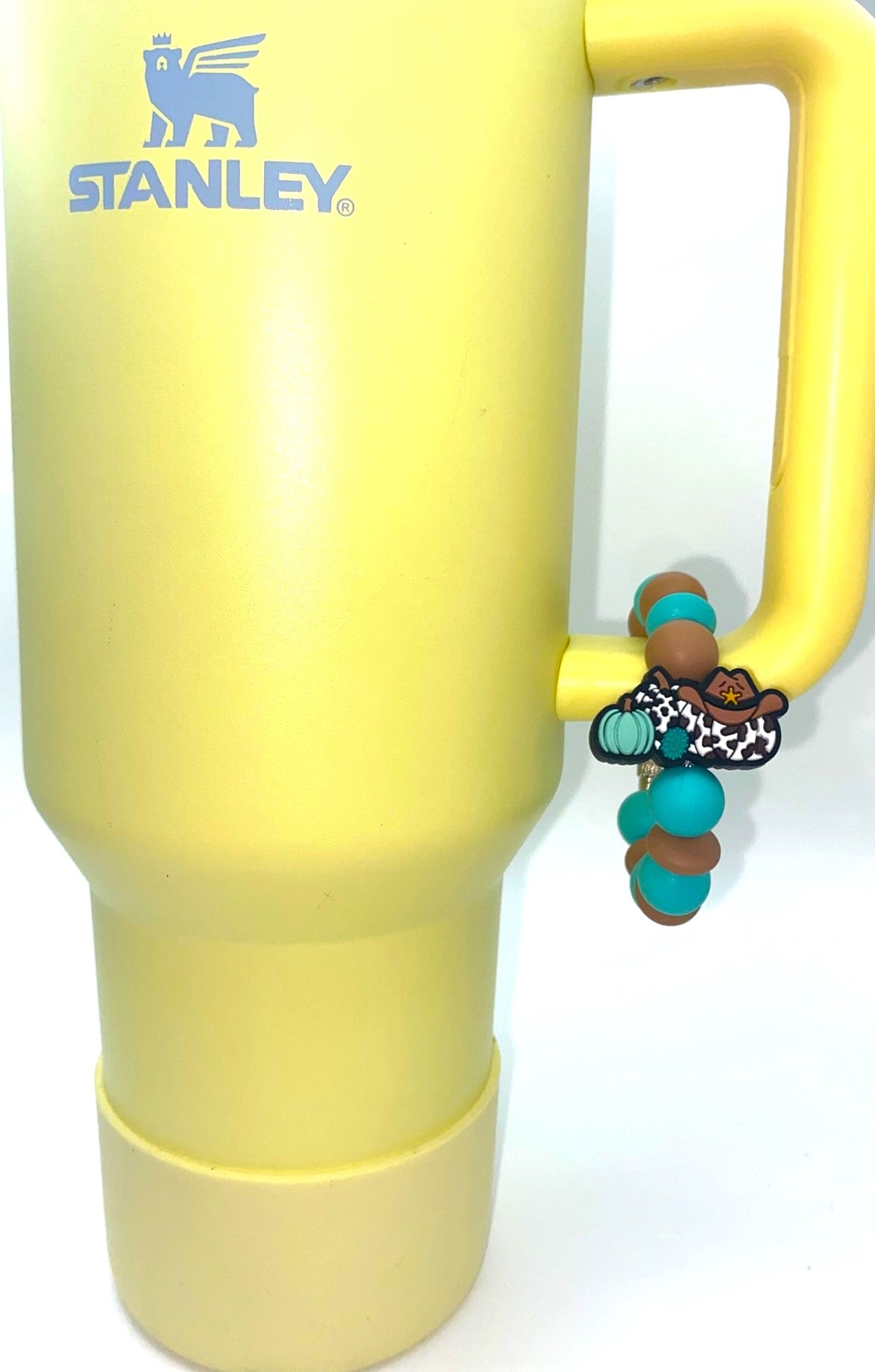 Western Cowboy Hat & Pumpkins Fall Stanley Tumbler Cup Handle Charm