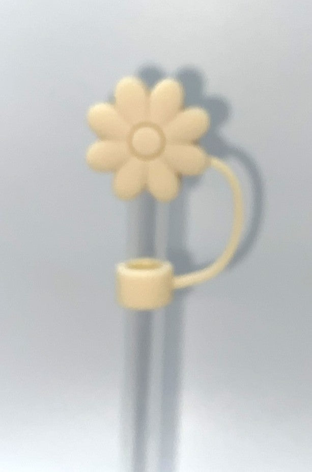 Cream Brown Daisy Flower 3D Straw Topper